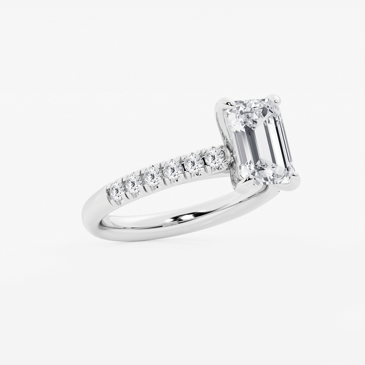 Additional Image 1 for  2 7/8 ctw Emerald Lab Grown Diamond French Pave Engagement Ring