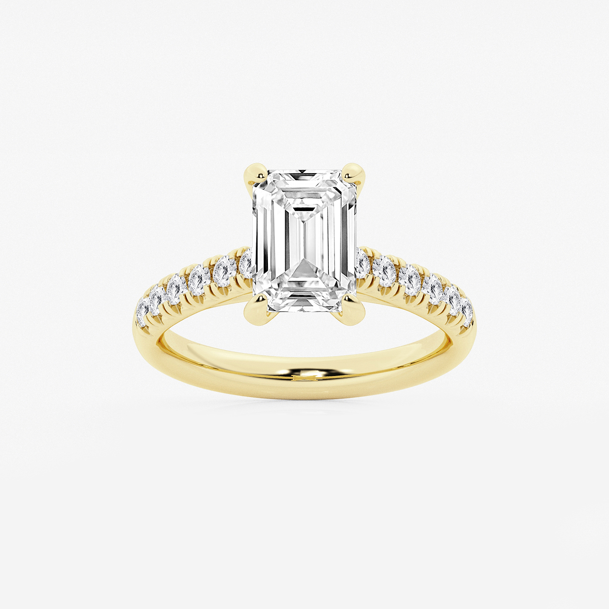 2 7/8 ctw Emerald Lab Grown Diamond French Pave Engagement Ring