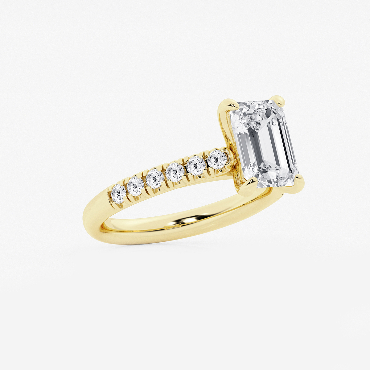 Additional Image 1 for  2 7/8 ctw Emerald Lab Grown Diamond French Pave Engagement Ring