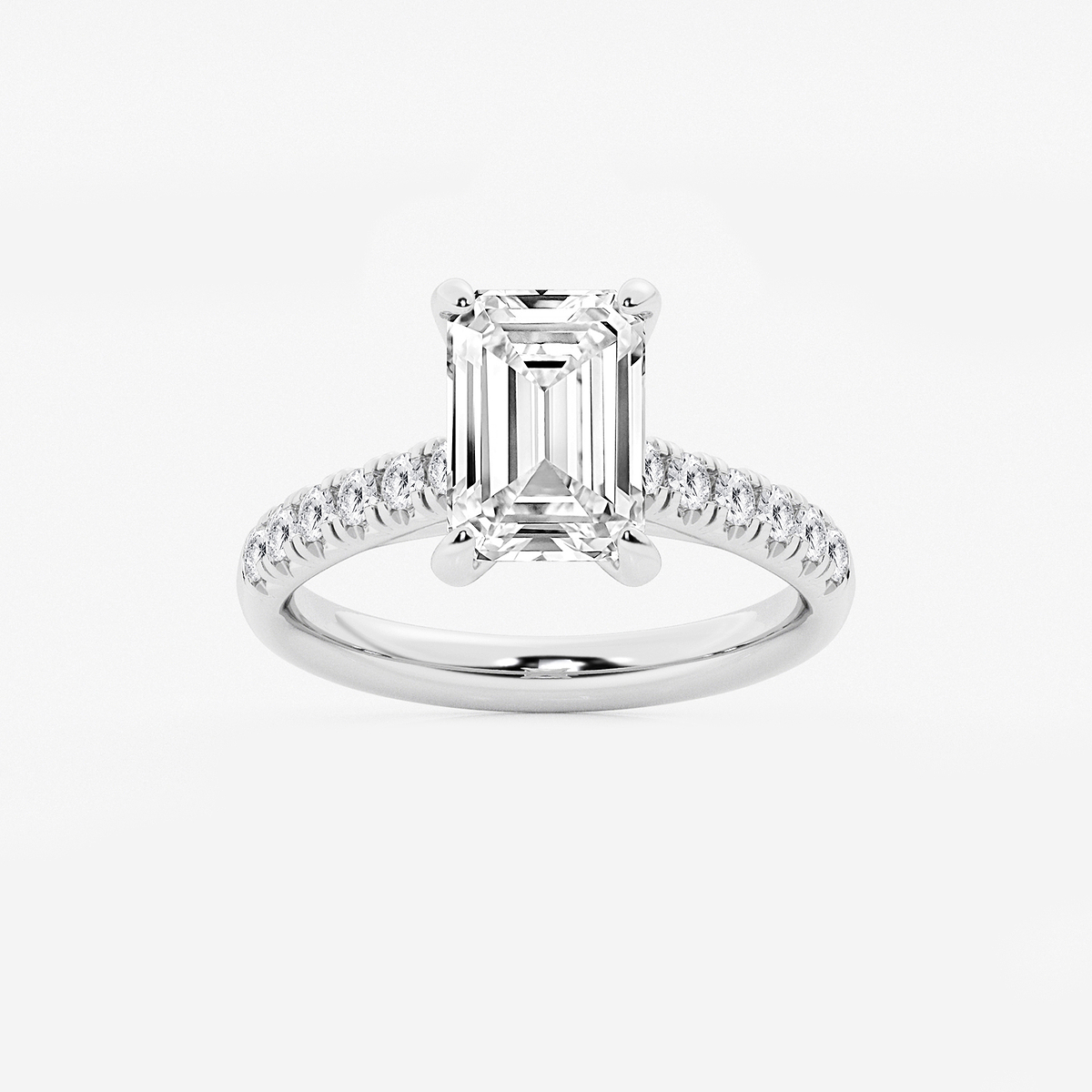 3 2/5 ctw Emerald Lab Grown Diamond French Pave Engagement Ring