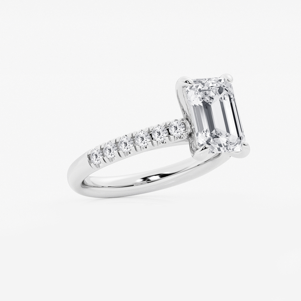 Additional Image 1 for  3 2/5 ctw Emerald Lab Grown Diamond French Pave Engagement Ring
