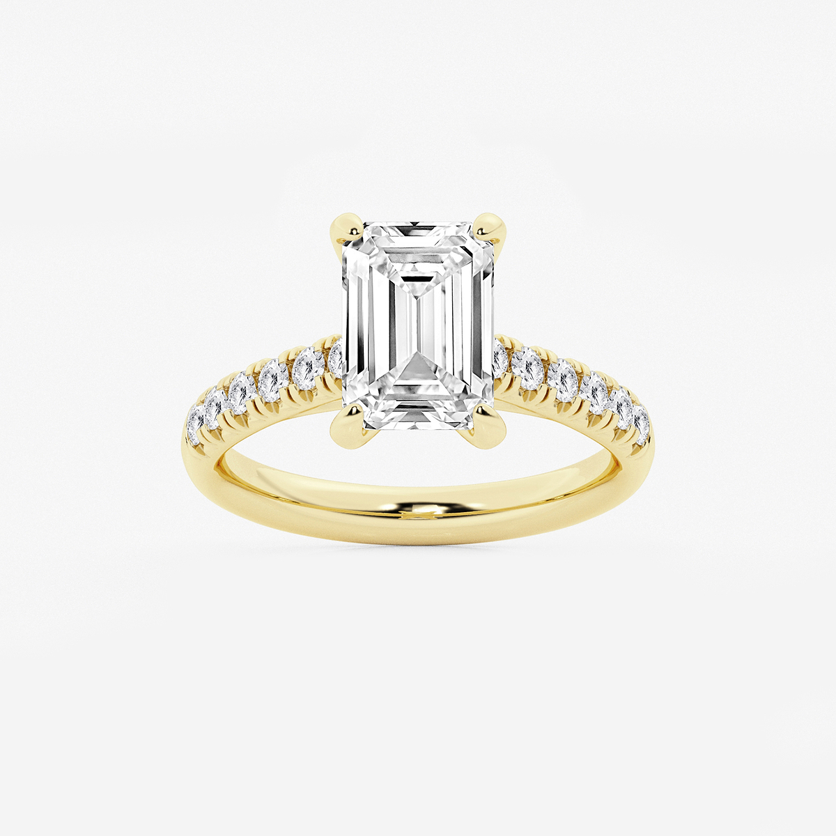 3 2/5 ctw Emerald Lab Grown Diamond French Pave Engagement Ring