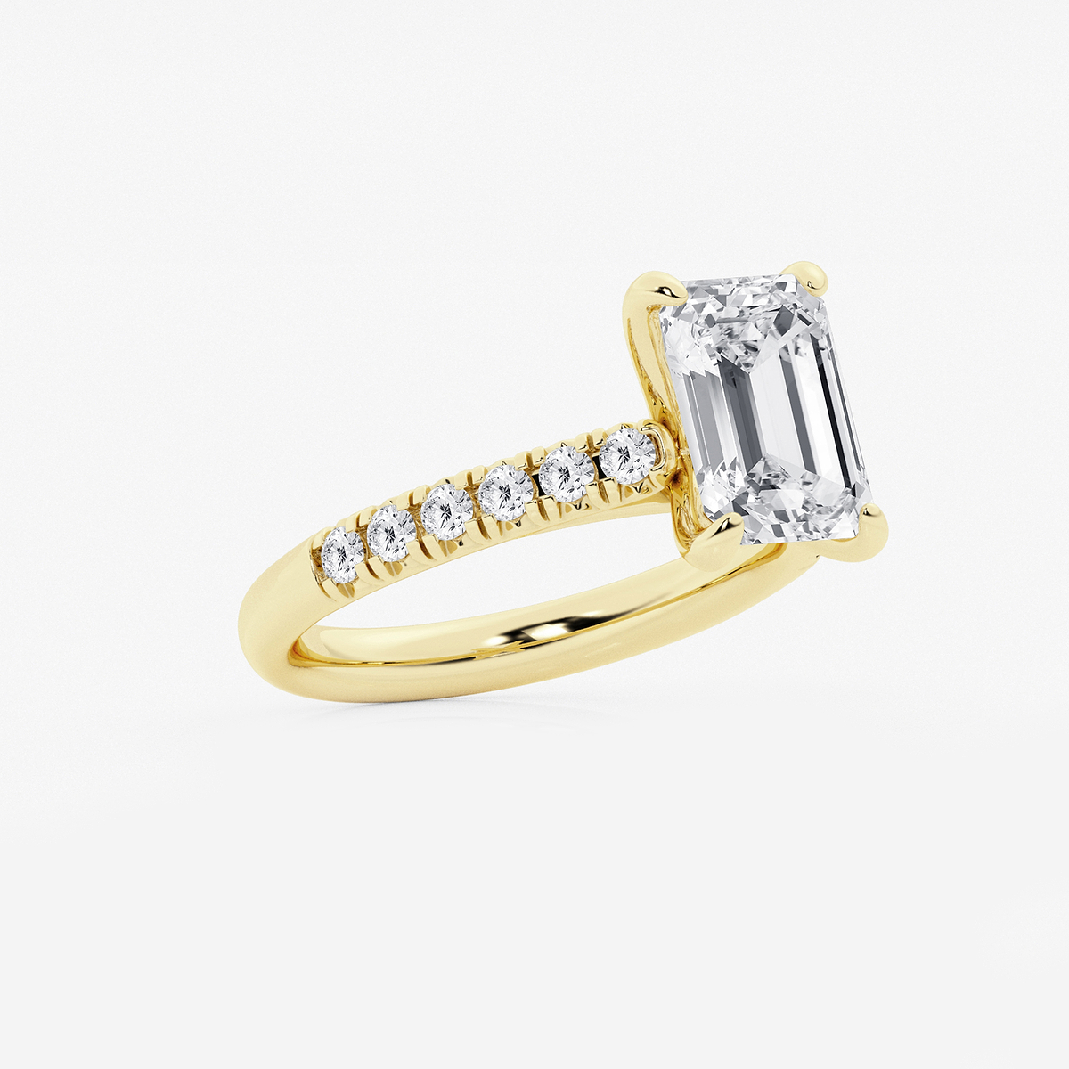 Additional Image 1 for  3 2/5 ctw Emerald Lab Grown Diamond French Pave Engagement Ring