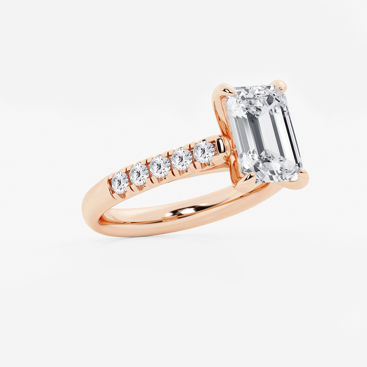 Additional Image 1 for  3 7/8 ctw Emerald Lab Grown Diamond French Pave Engagement Ring