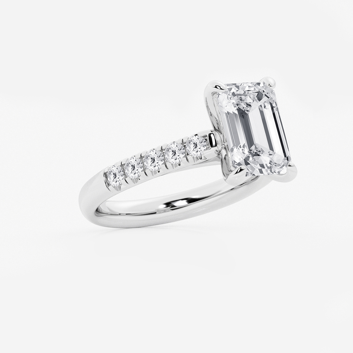 Additional Image 1 for  3 7/8 ctw Emerald Lab Grown Diamond French Pave Engagement Ring