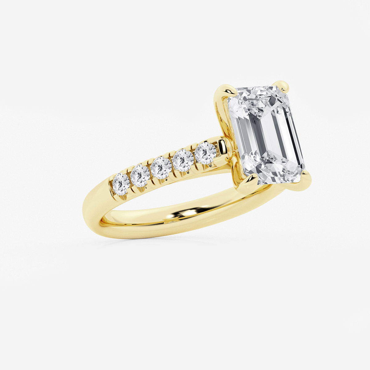 Additional Image 1 for  3 7/8 ctw Emerald Lab Grown Diamond French Pave Engagement Ring