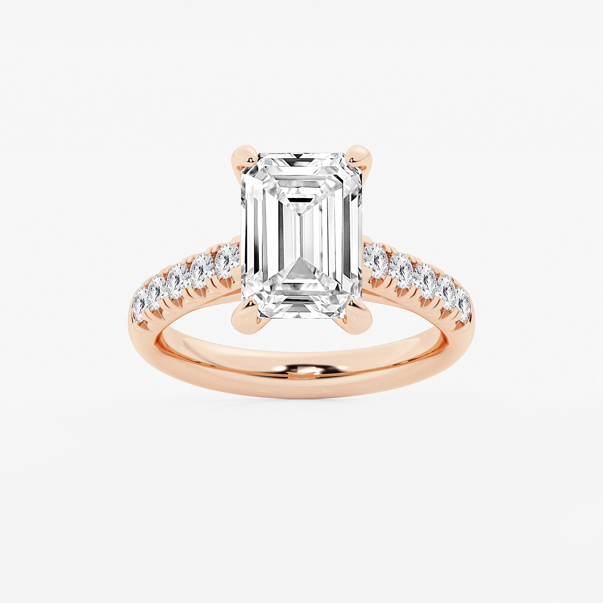 4 2/5 ctw Emerald Lab Grown Diamond French Pave Engagement Ring