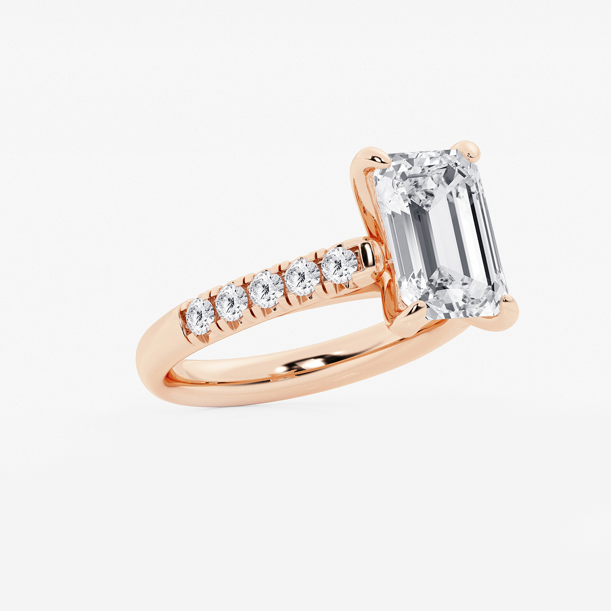 Additional Image 1 for  4 2/5 ctw Emerald Lab Grown Diamond French Pave Engagement Ring