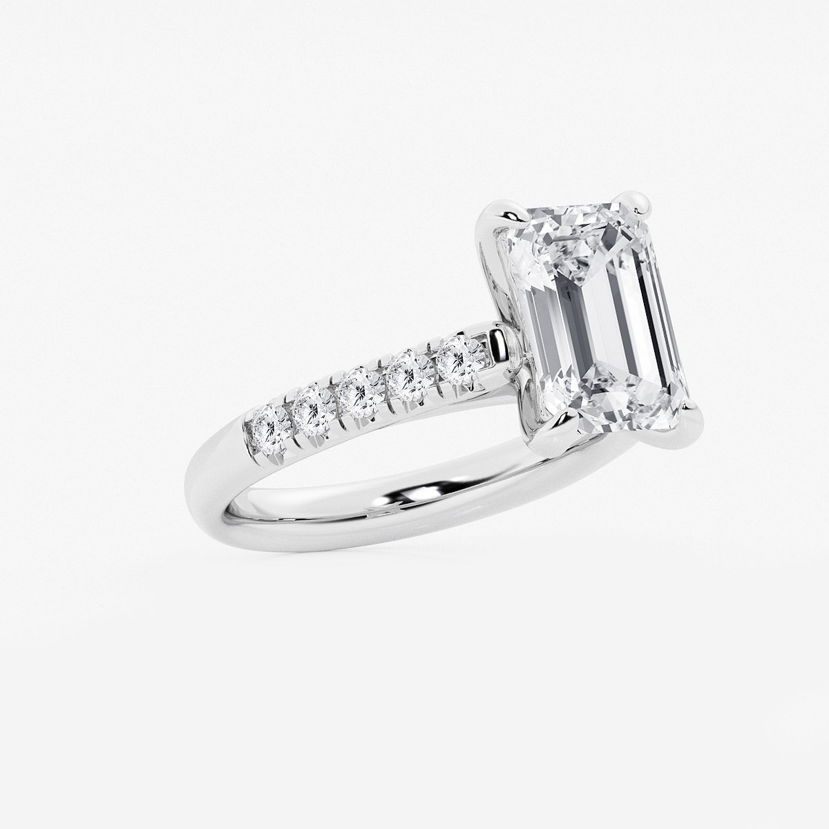 Additional Image 1 for  4 2/5 ctw Emerald Lab Grown Diamond French Pave Engagement Ring