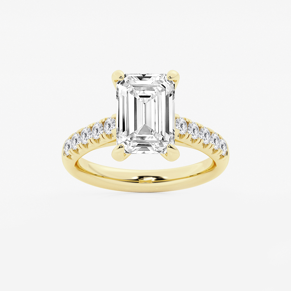 4 2/5 ctw Emerald Lab Grown Diamond French Pave Engagement Ring