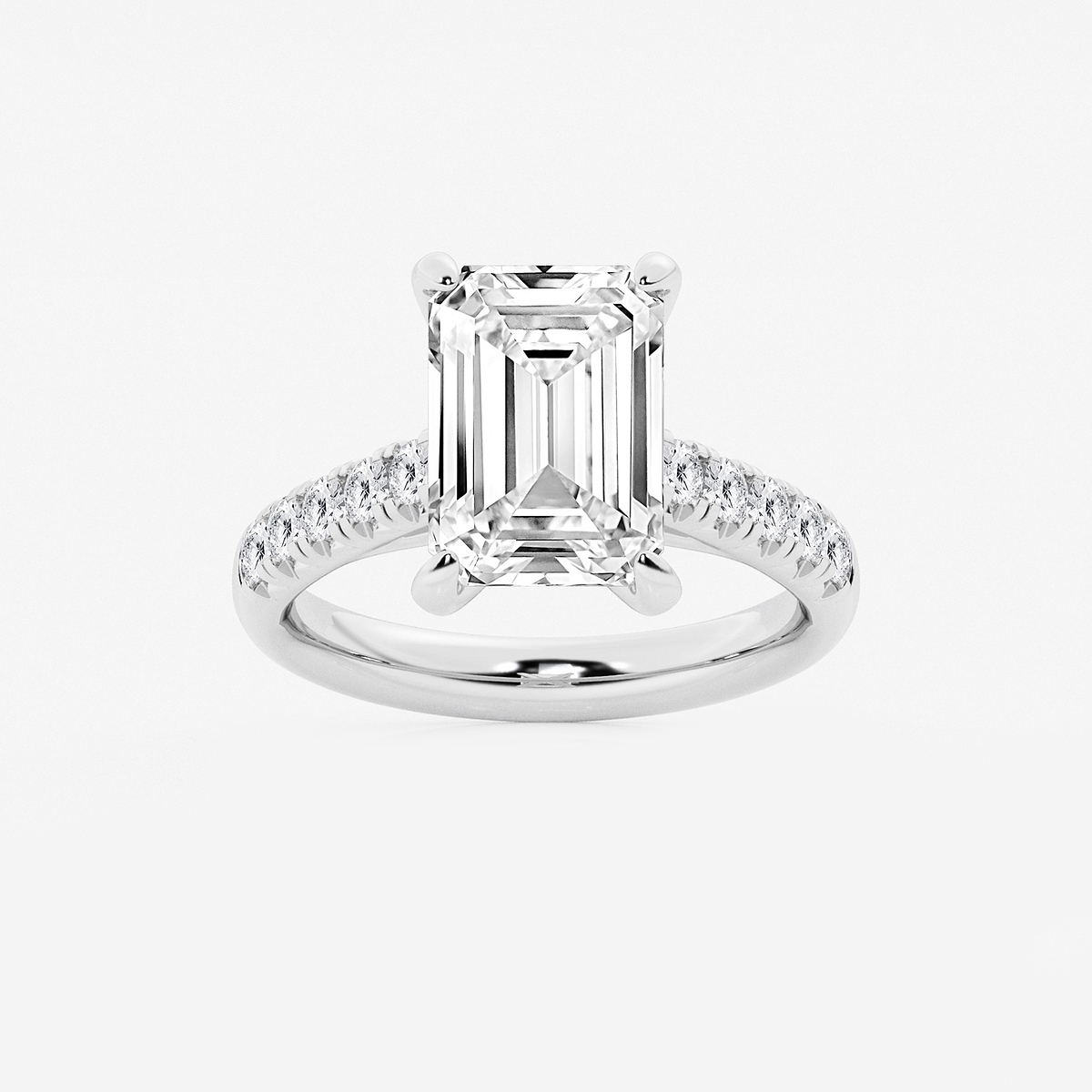 5 2/5 ctw Emerald Lab Grown Diamond French Pave Engagement Ring