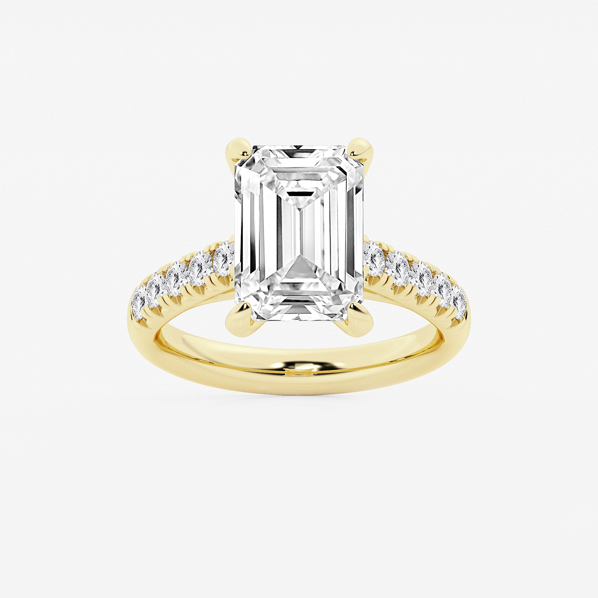 5 2/5 ctw Emerald Lab Grown Diamond French Pave Engagement Ring