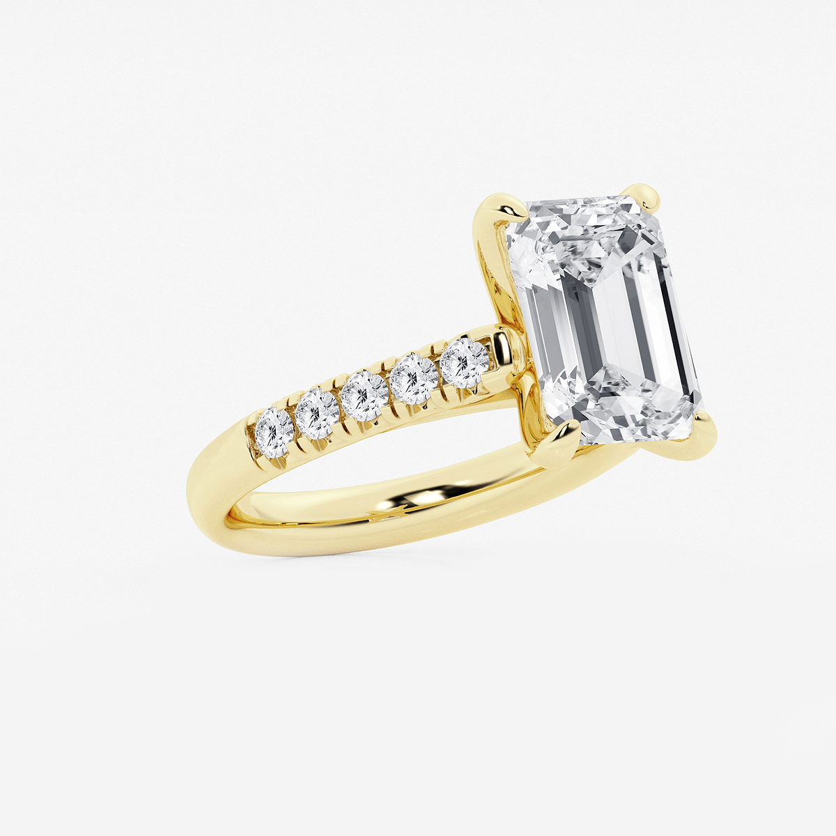 Additional Image 1 for  5 2/5 ctw Emerald Lab Grown Diamond French Pave Engagement Ring