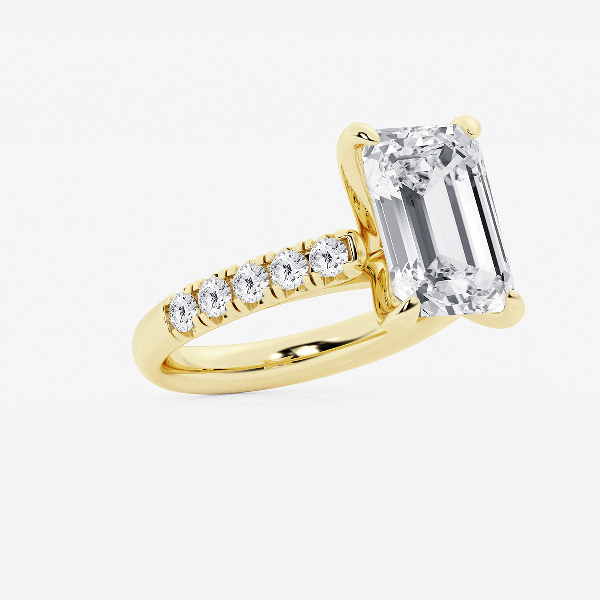 Additional Image 1 for  6 1/2 ctw Emerald Lab Grown Diamond French Pave Engagement Ring