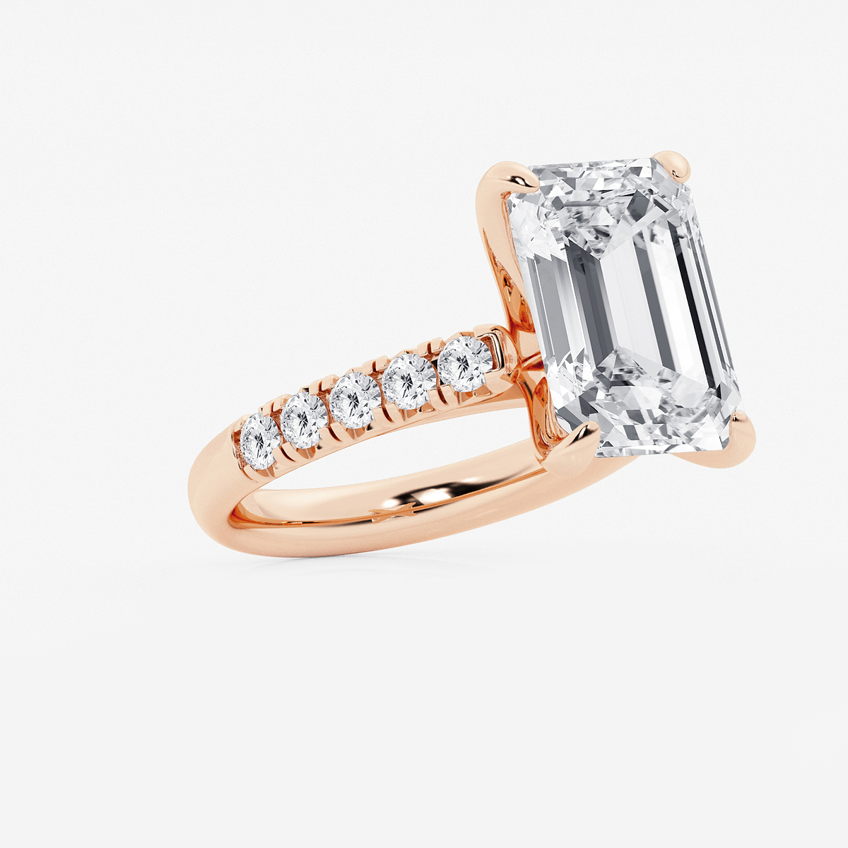 Additional Image 1 for  8 1/2 ctw Emerald Lab Grown Diamond French Pave Engagement Ring
