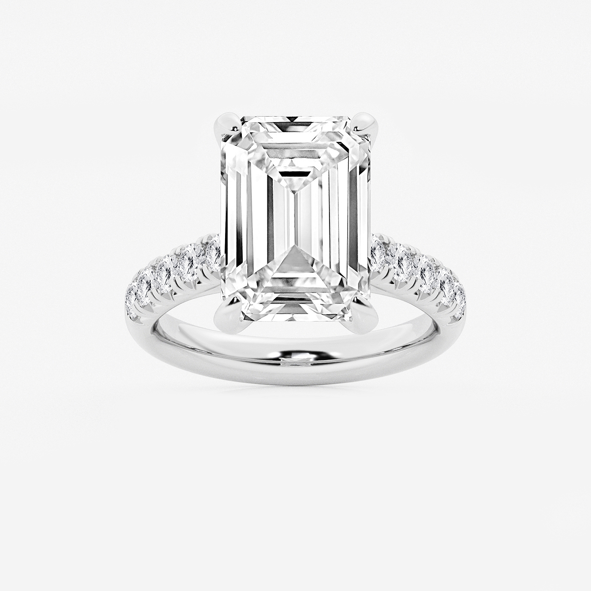 8 1/2 ctw Emerald Lab Grown Diamond French Pave Engagement Ring
