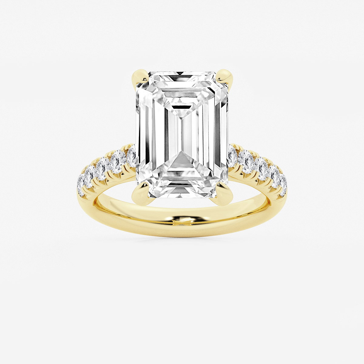 8 1/2 ctw Emerald Lab Grown Diamond French Pave Engagement Ring