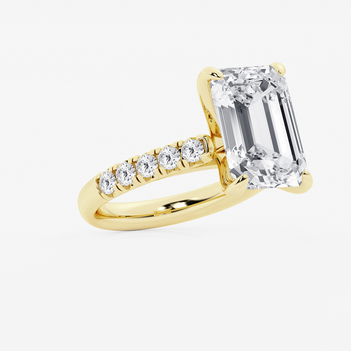 Additional Image 1 for  8 1/2 ctw Emerald Lab Grown Diamond French Pave Engagement Ring