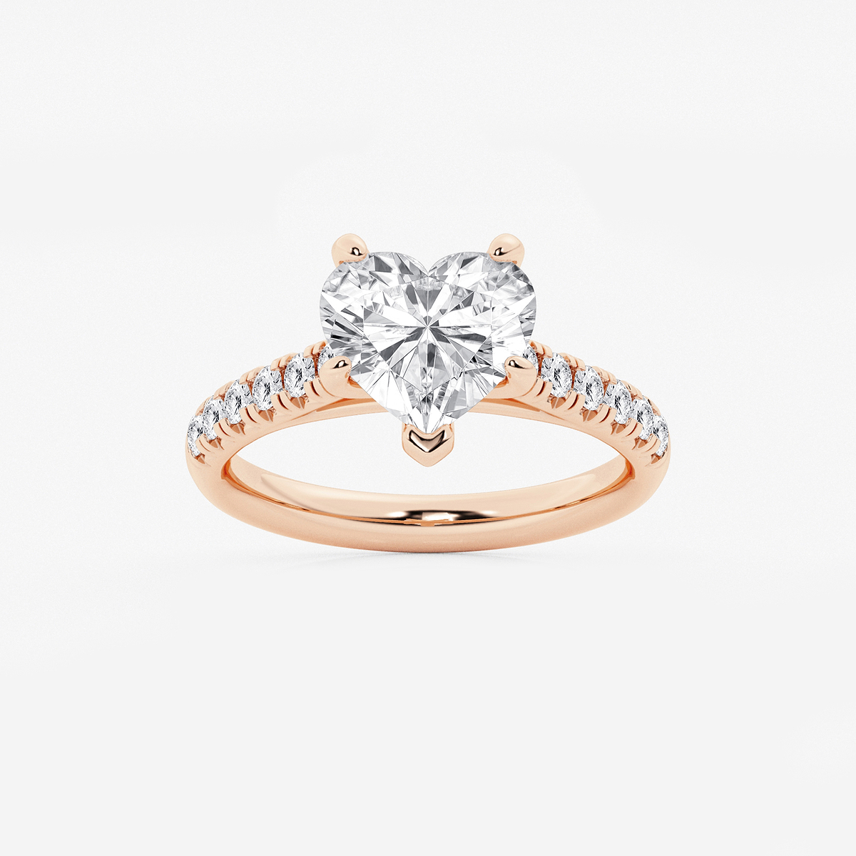 2 7/8 ctw Heart Lab Grown Diamond French Pave Engagement Ring