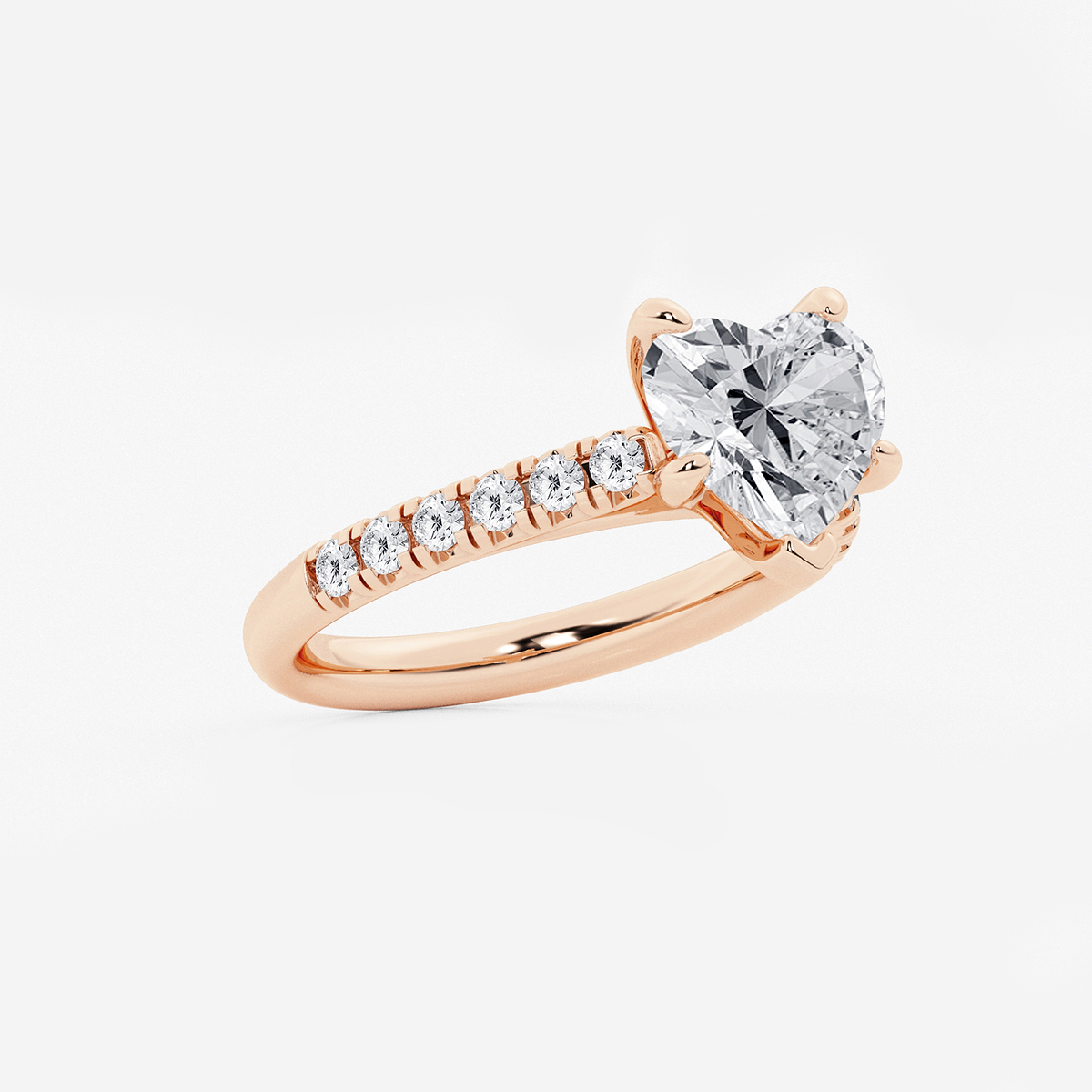 Additional Image 1 for  2 7/8 ctw Heart Lab Grown Diamond French Pave Engagement Ring
