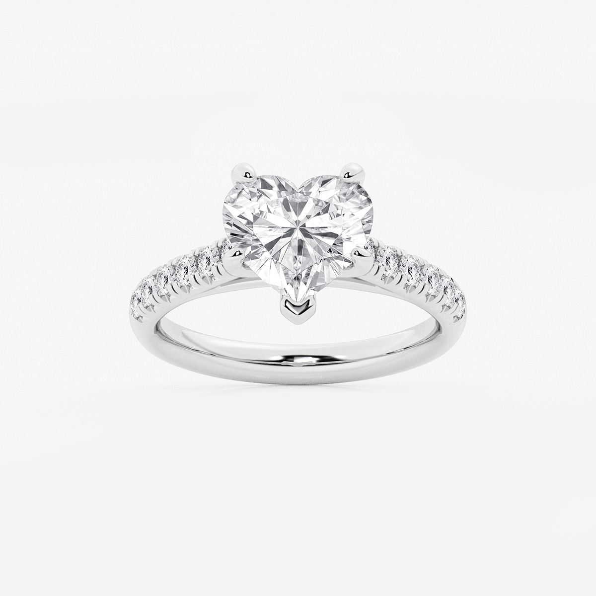 2 7/8 ctw Heart Lab Grown Diamond French Pave Engagement Ring