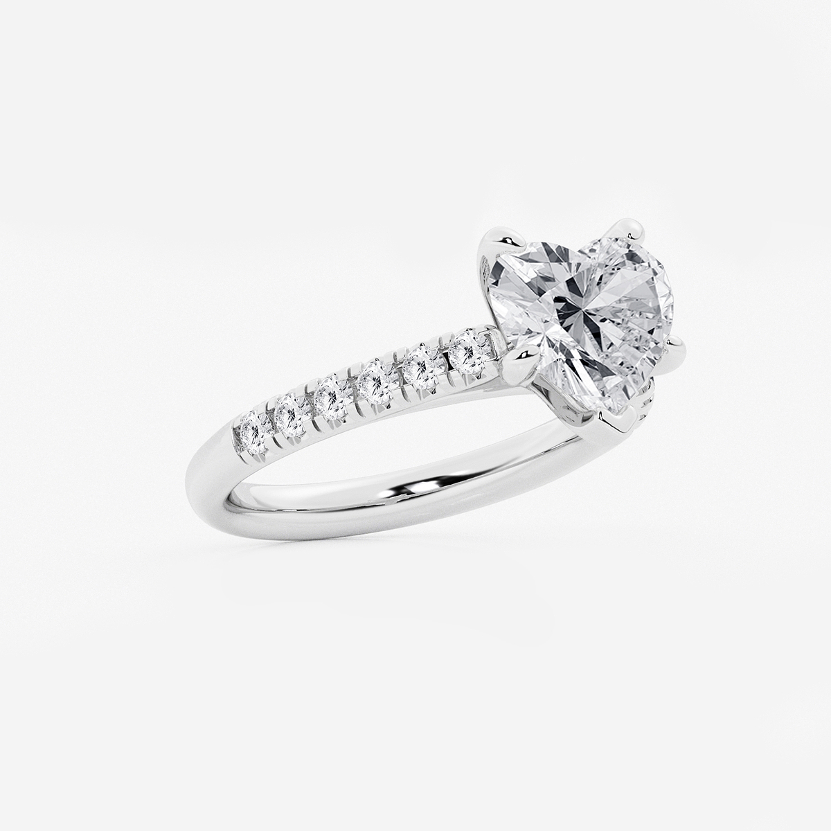 Additional Image 1 for  2 7/8 ctw Heart Lab Grown Diamond French Pave Engagement Ring