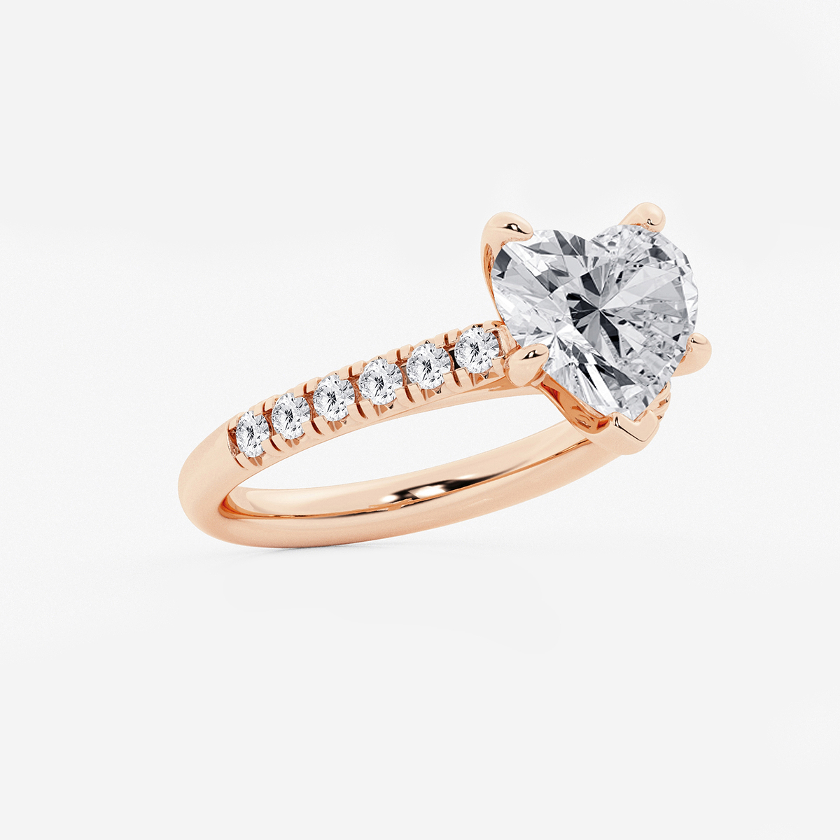 Additional Image 1 for  3 2/5 ctw Heart Lab Grown Diamond French Pave Engagement Ring