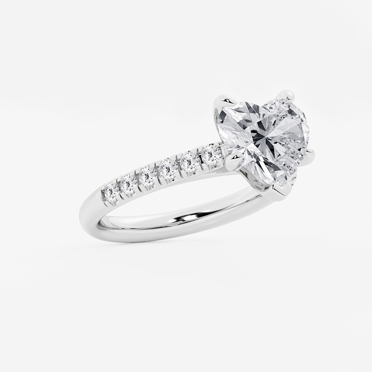 Additional Image 1 for  3 2/5 ctw Heart Lab Grown Diamond French Pave Engagement Ring