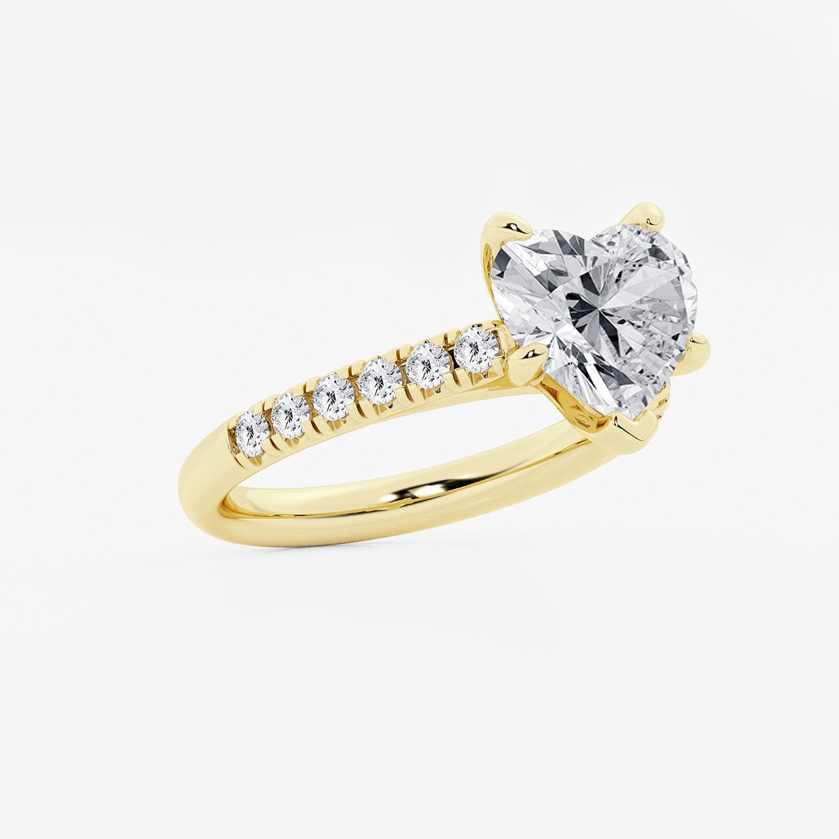 Additional Image 1 for  3 2/5 ctw Heart Lab Grown Diamond French Pave Engagement Ring