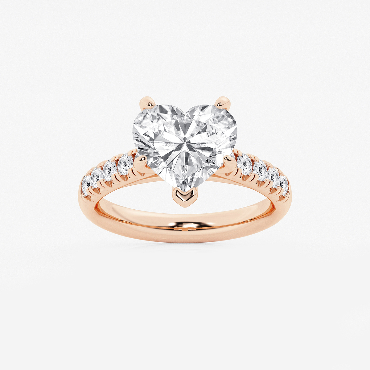 3 7/8 ctw Heart Lab Grown Diamond French Pave Engagement Ring
