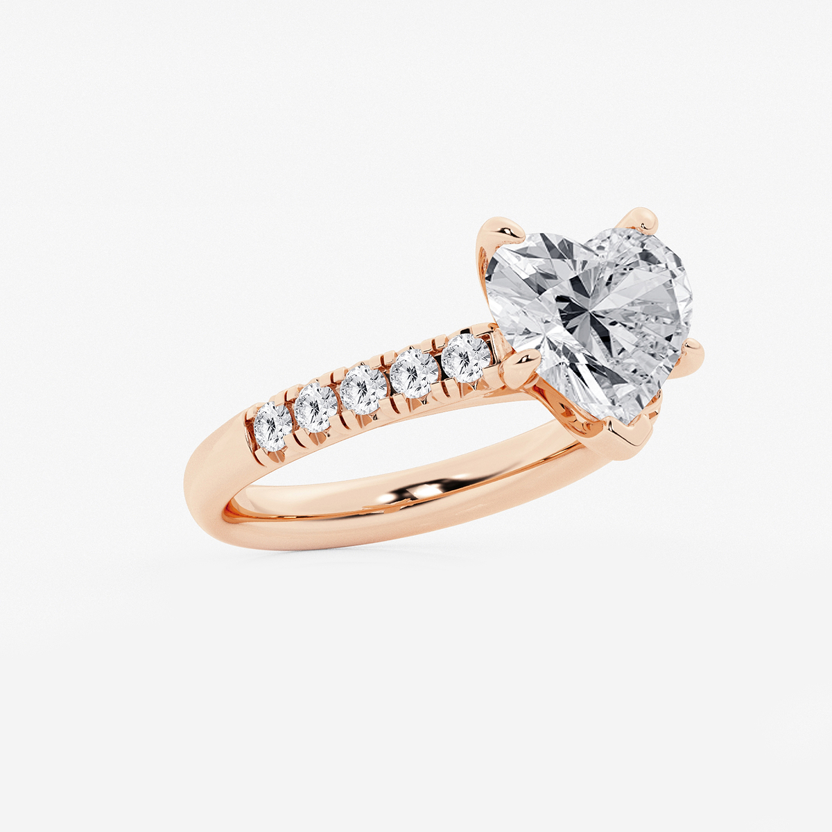 Additional Image 1 for  3 7/8 ctw Heart Lab Grown Diamond French Pave Engagement Ring