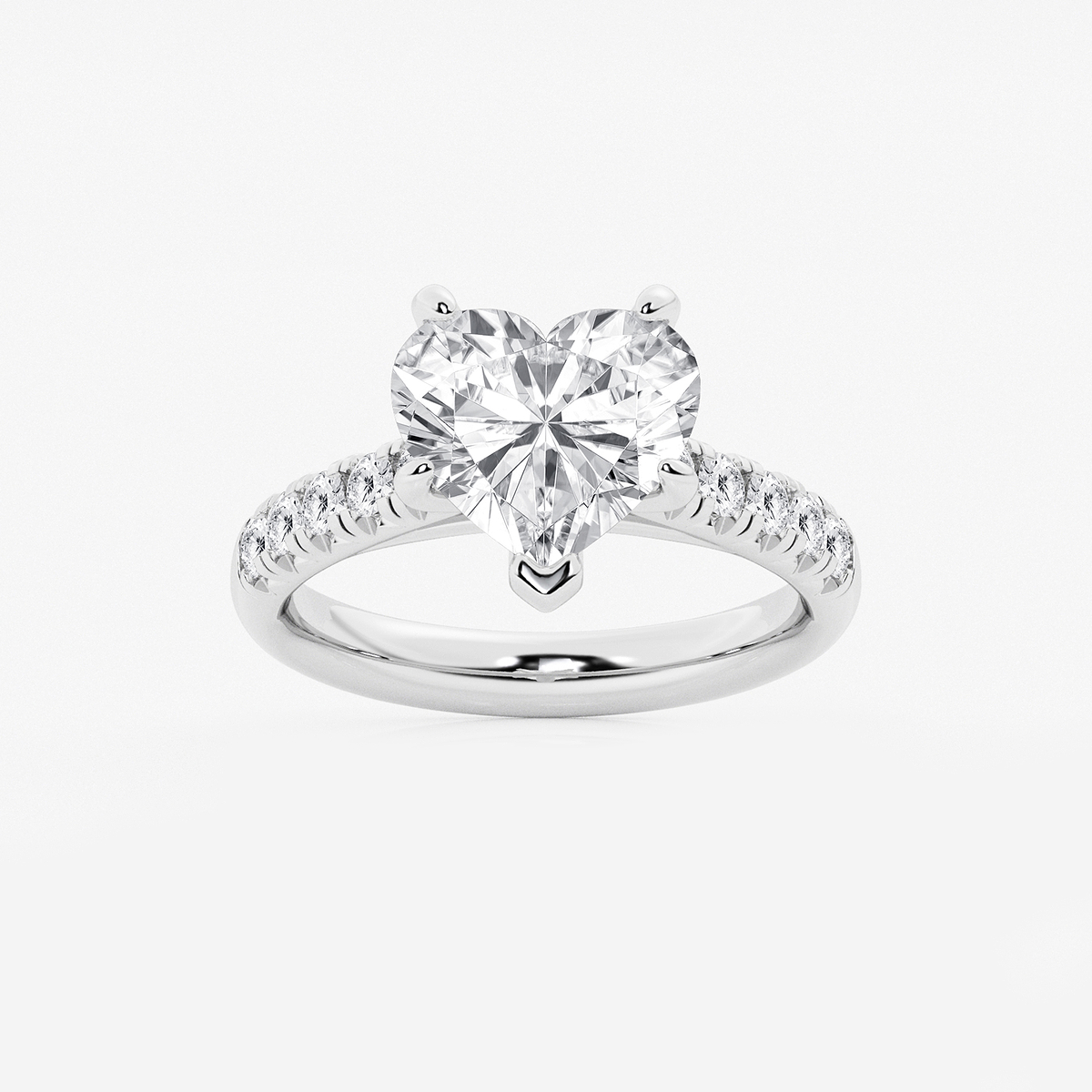 3 7/8 ctw Heart Lab Grown Diamond French Pave Engagement Ring