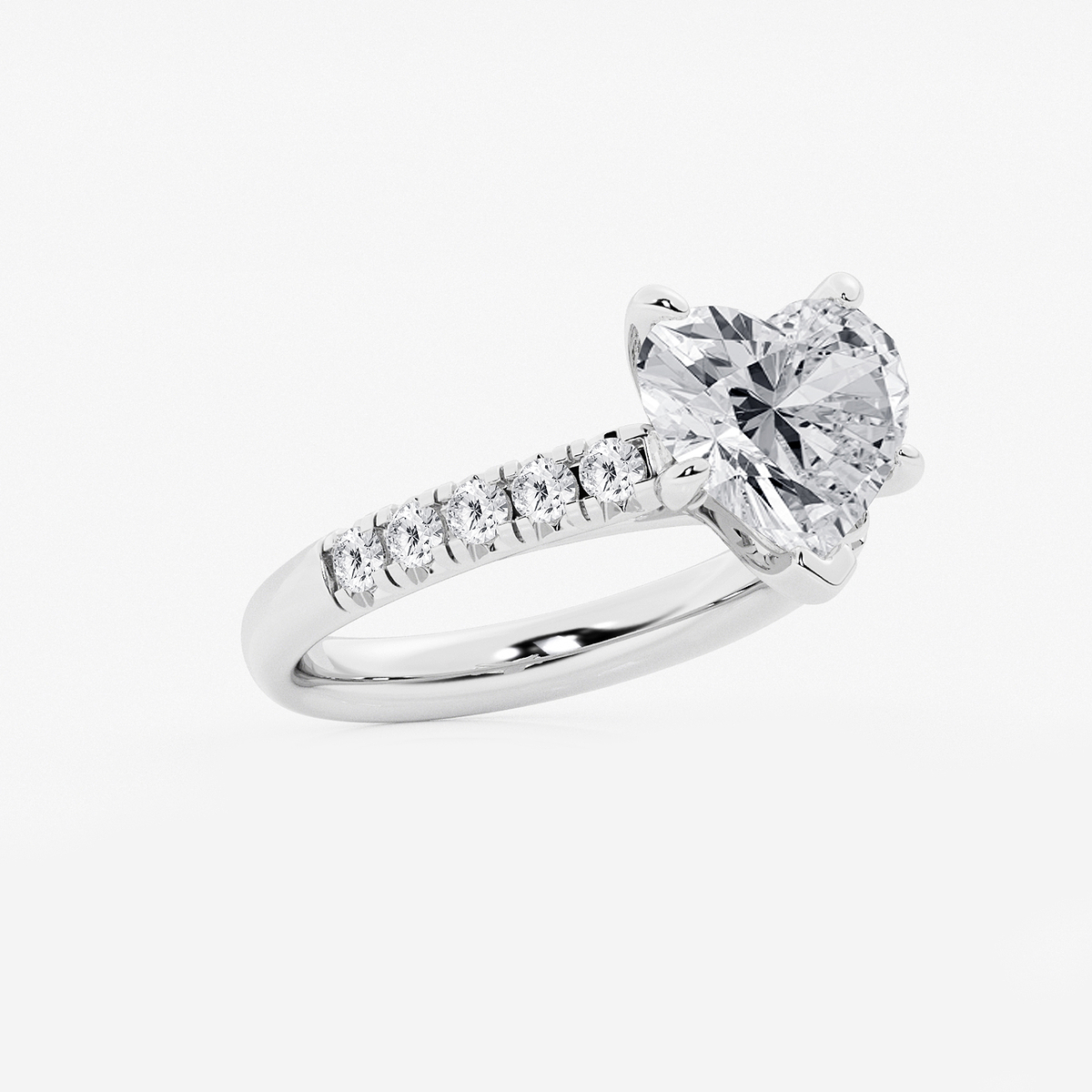 Additional Image 1 for  3 7/8 ctw Heart Lab Grown Diamond French Pave Engagement Ring