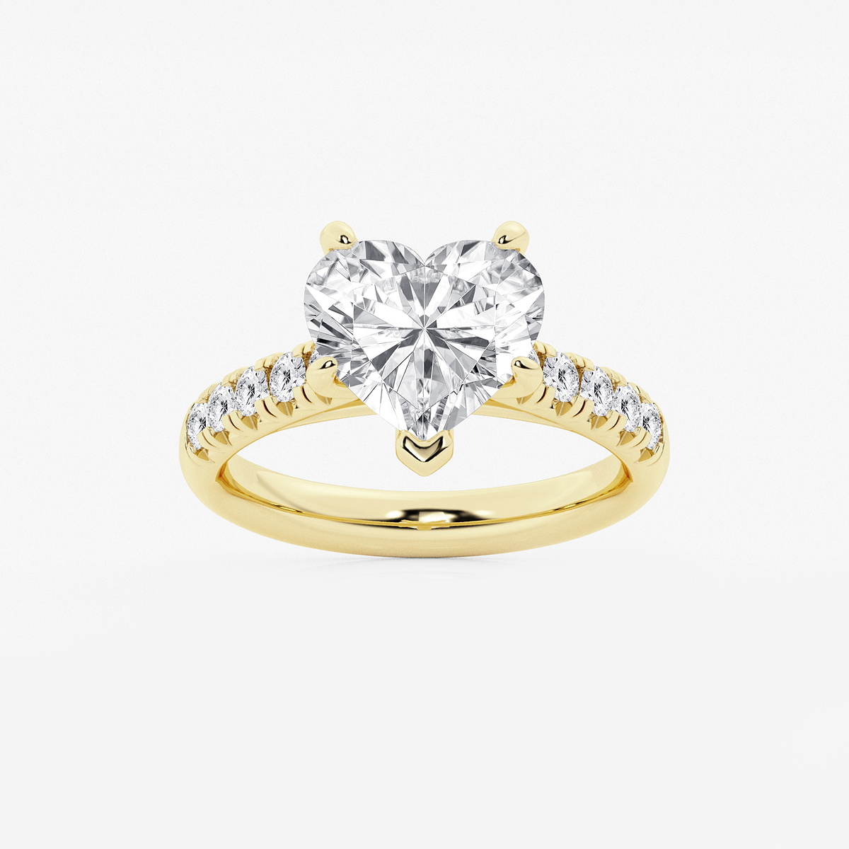 3 7/8 ctw Heart Lab Grown Diamond French Pave Engagement Ring