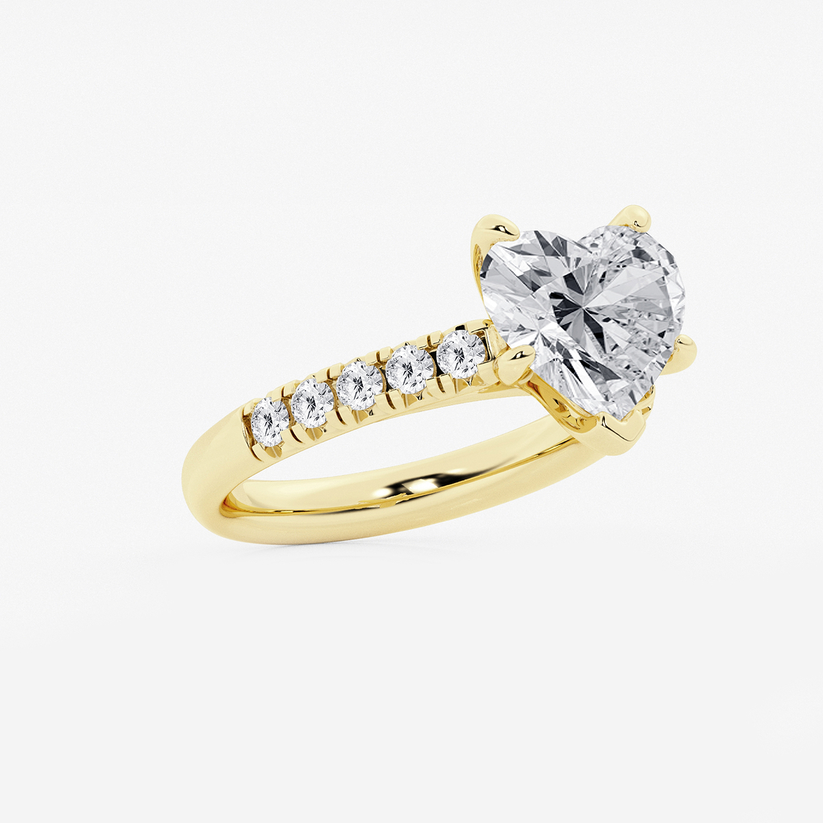 Additional Image 1 for  3 7/8 ctw Heart Lab Grown Diamond French Pave Engagement Ring