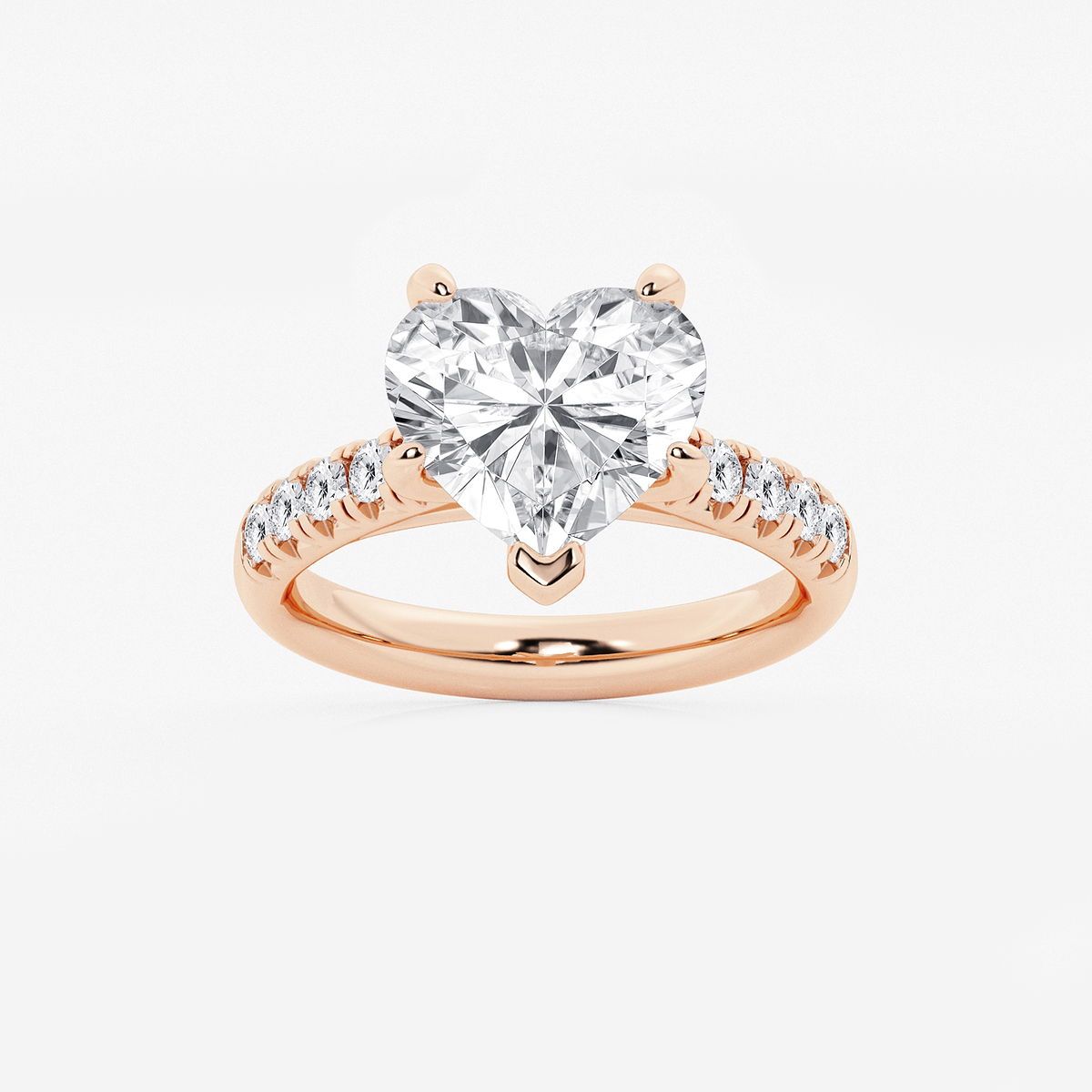 4 2/5 ctw Heart Lab Grown Diamond French Pave Engagement Ring