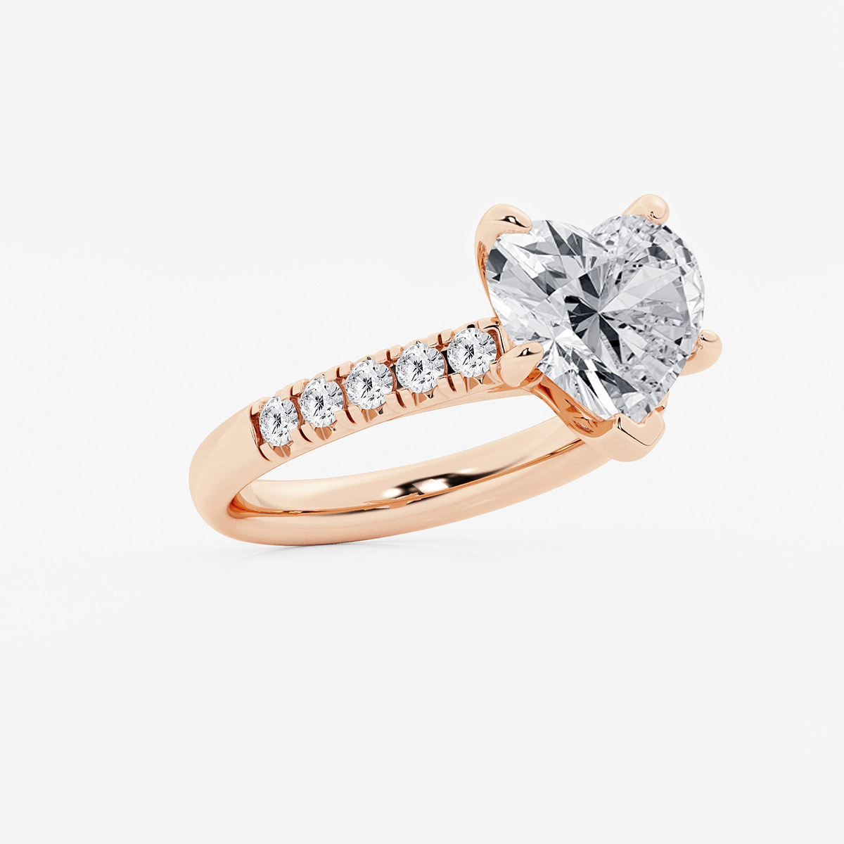 Additional Image 1 for  4 2/5 ctw Heart Lab Grown Diamond French Pave Engagement Ring
