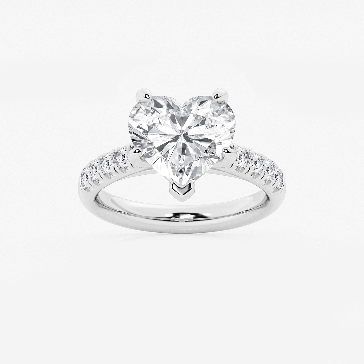 4 2/5 ctw Heart Lab Grown Diamond French Pave Engagement Ring