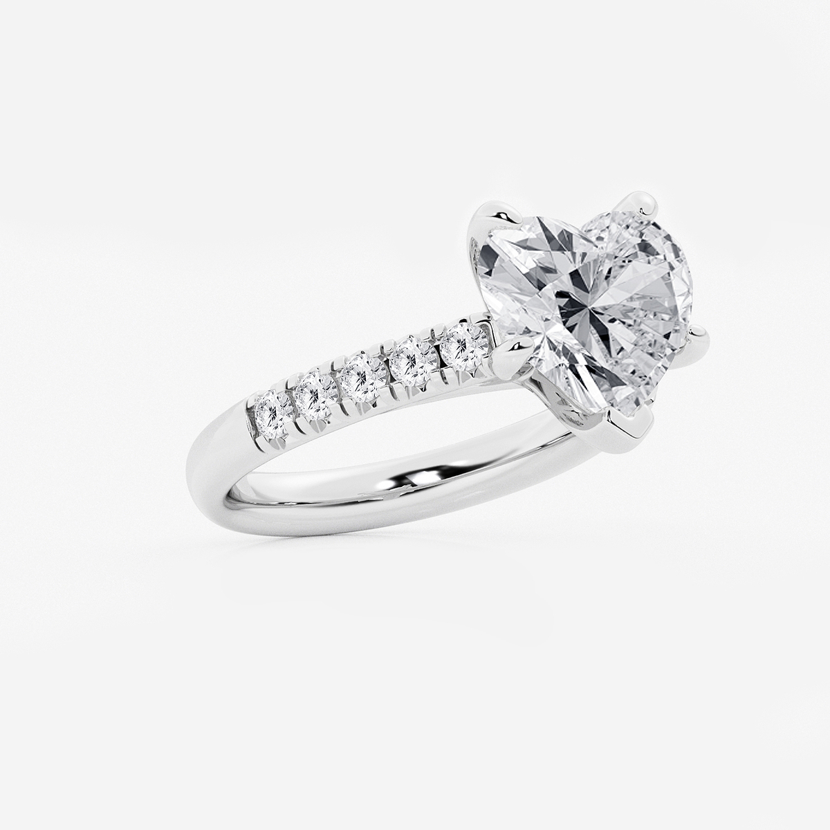 Additional Image 1 for  4 2/5 ctw Heart Lab Grown Diamond French Pave Engagement Ring