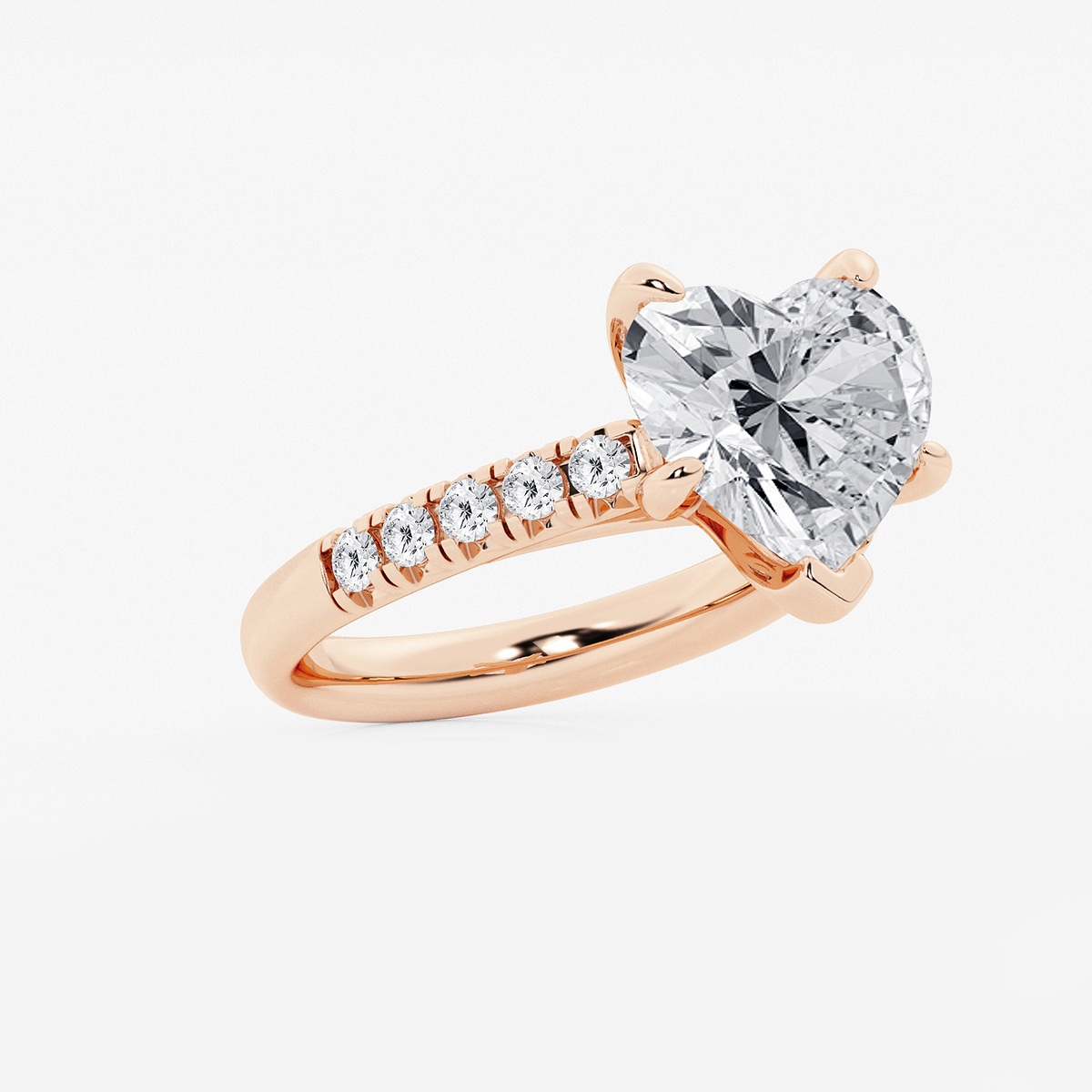 Additional Image 1 for  5 2/5 ctw Heart Lab Grown Diamond French Pave Engagement Ring