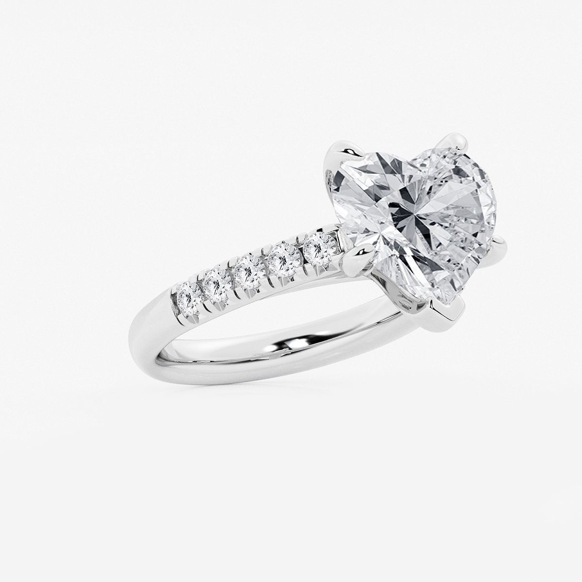 Additional Image 1 for  5 2/5 ctw Heart Lab Grown Diamond French Pave Engagement Ring
