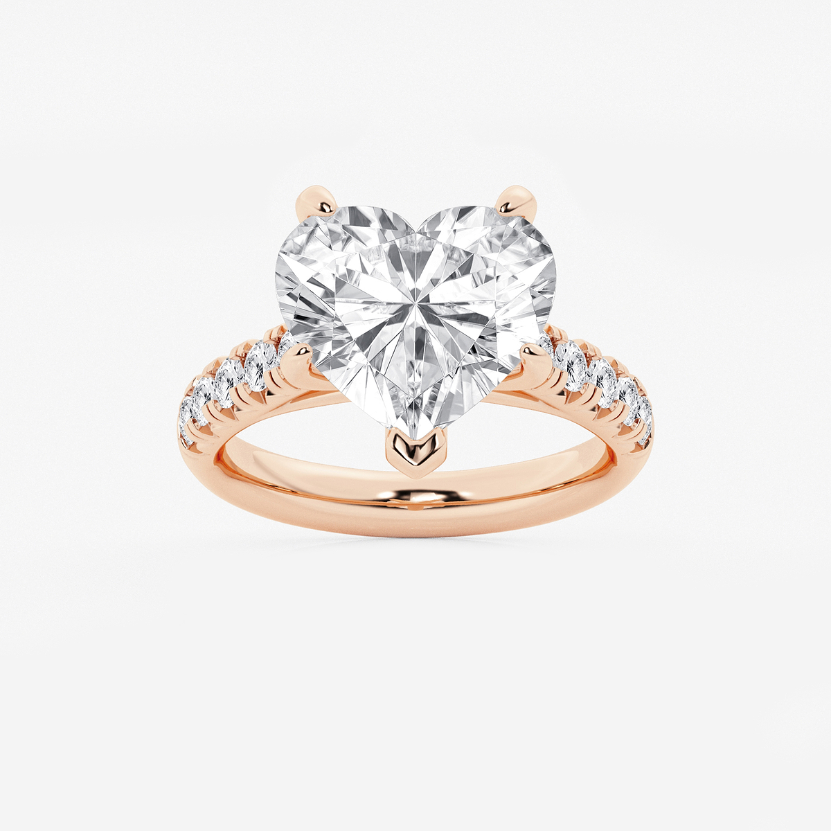 6 1/2 ctw Heart Lab Grown Diamond French Pave Engagement Ring