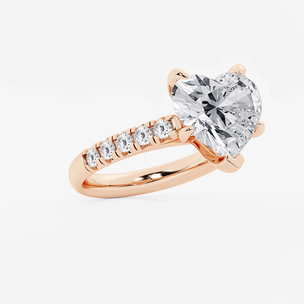 Additional Image 1 for  6 1/2 ctw Heart Lab Grown Diamond French Pave Engagement Ring