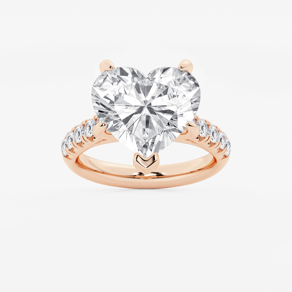 8 1/2 ctw Heart Lab Grown Diamond French Pave Engagement Ring
