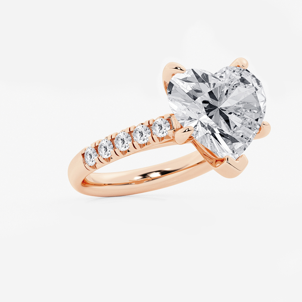 Additional Image 1 for  8 1/2 ctw Heart Lab Grown Diamond French Pave Engagement Ring