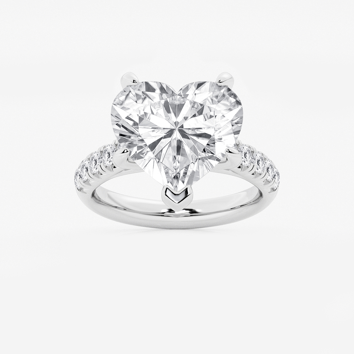 8 1/2 ctw Heart Lab Grown Diamond French Pave Engagement Ring