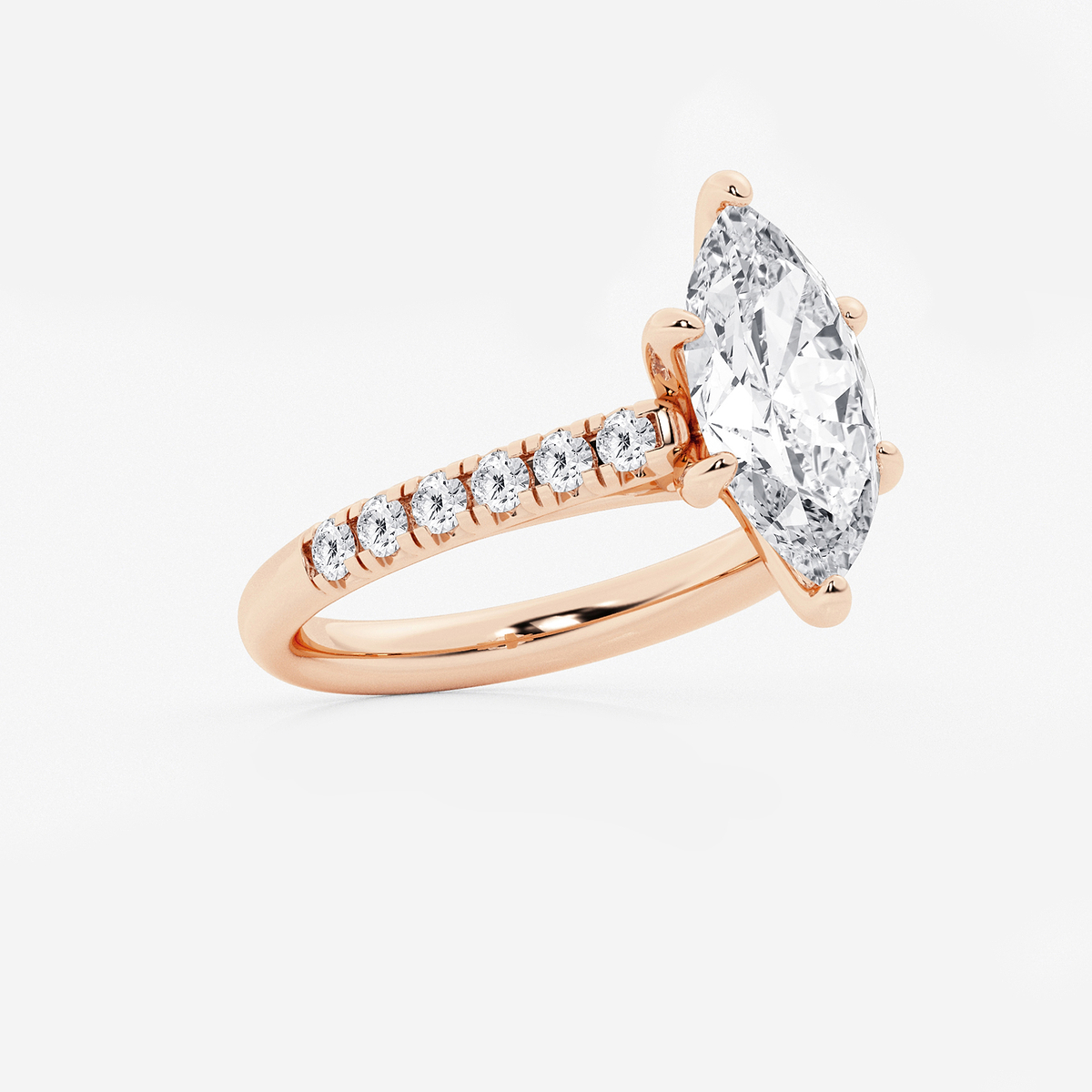 Additional Image 1 for  2 7/8 ctw Marquise Lab Grown Diamond French Pave Engagement Ring