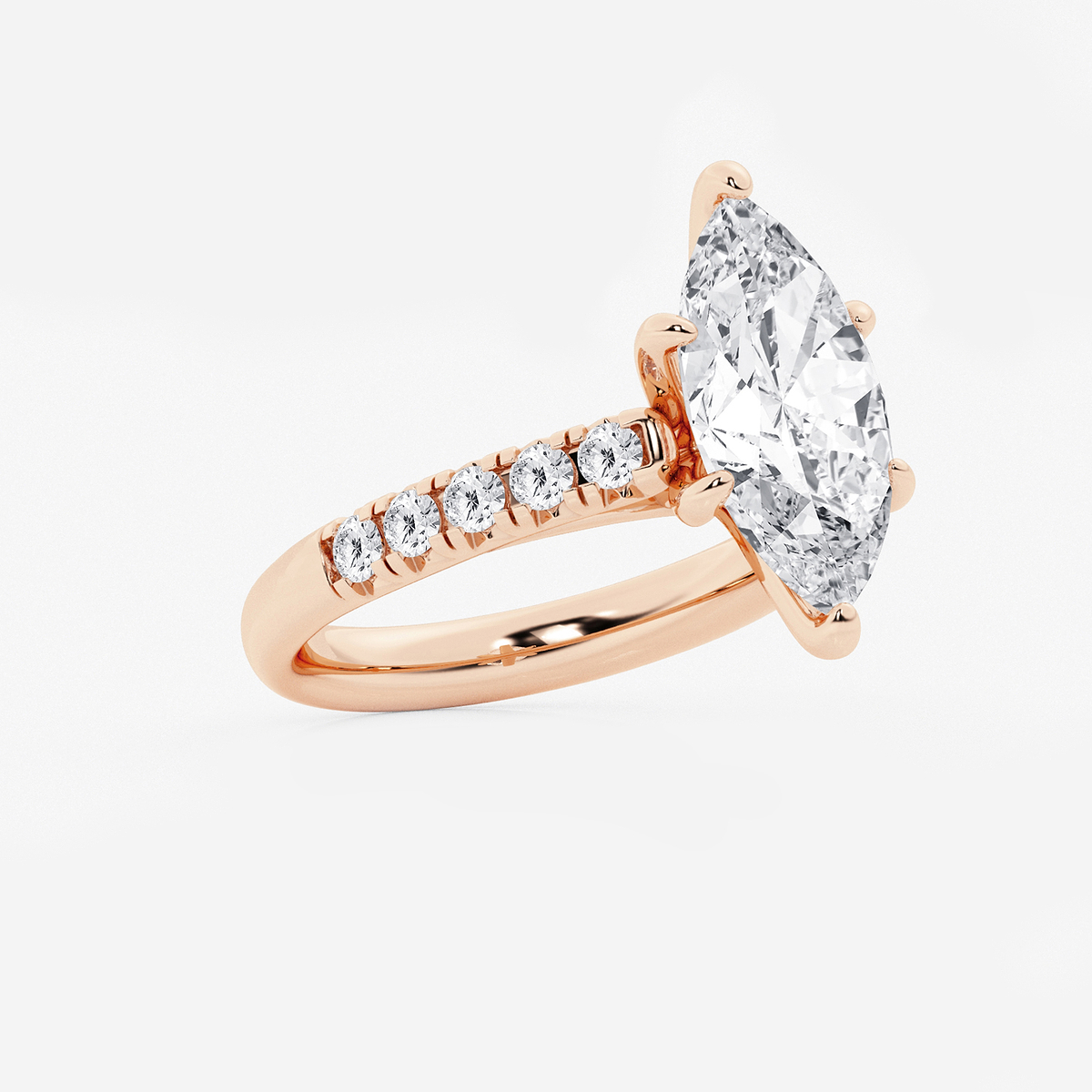 Additional Image 1 for  3 7/8 ctw Marquise Lab Grown Diamond French Pave Engagement Ring