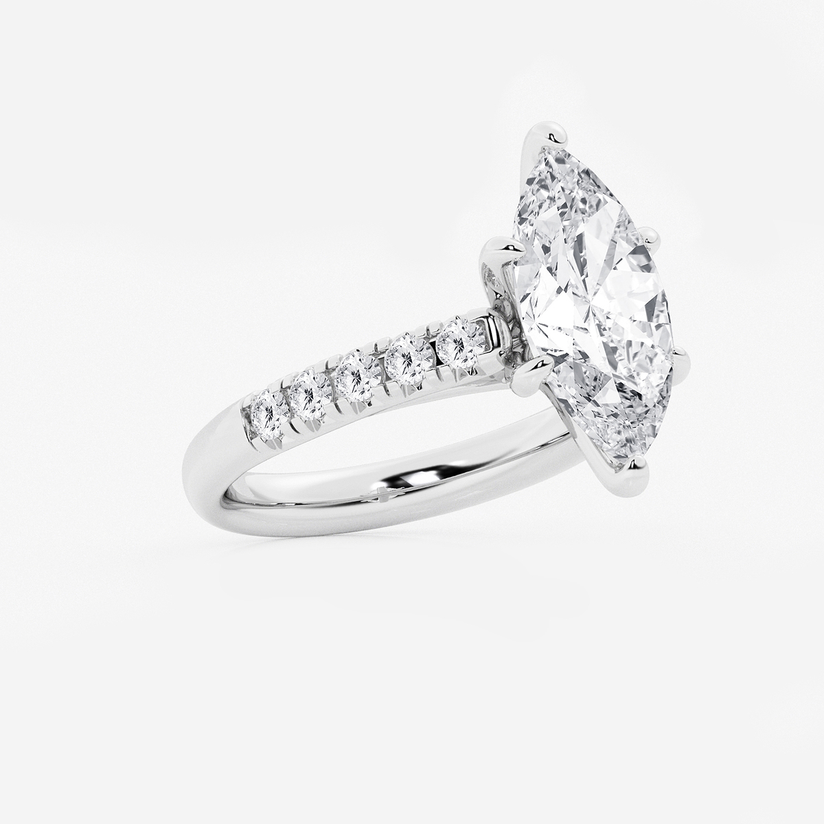 Additional Image 1 for  3 7/8 ctw Marquise Lab Grown Diamond French Pave Engagement Ring