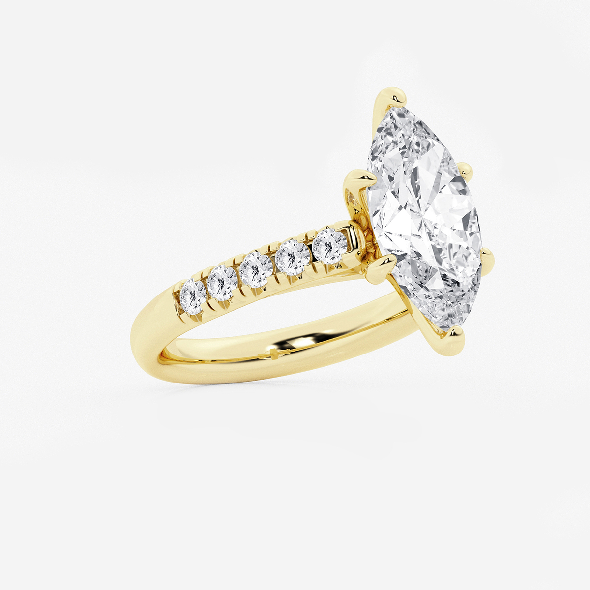 Additional Image 1 for  3 7/8 ctw Marquise Lab Grown Diamond French Pave Engagement Ring